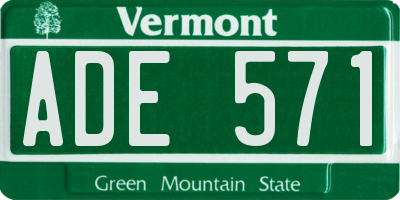 VT license plate ADE571