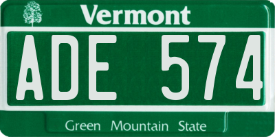 VT license plate ADE574