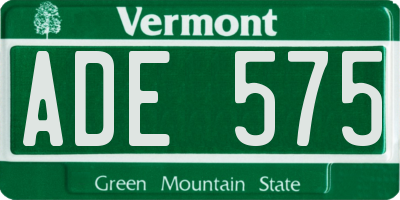 VT license plate ADE575
