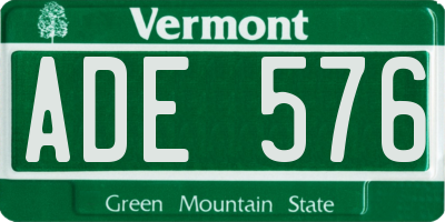 VT license plate ADE576