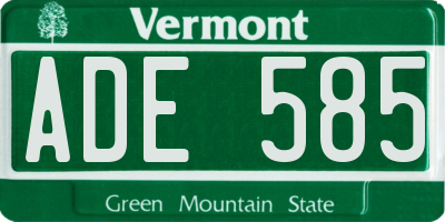VT license plate ADE585