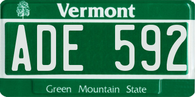 VT license plate ADE592
