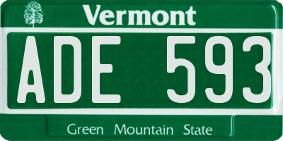 VT license plate ADE593