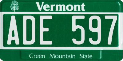 VT license plate ADE597