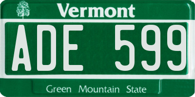 VT license plate ADE599