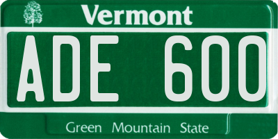 VT license plate ADE600