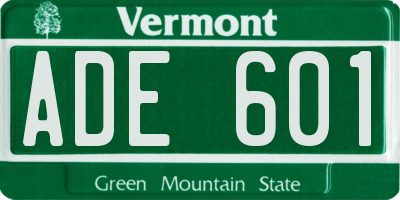 VT license plate ADE601