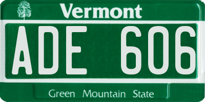 VT license plate ADE606