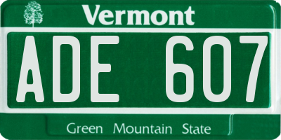 VT license plate ADE607