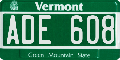 VT license plate ADE608