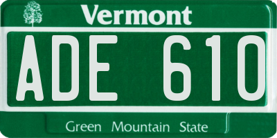 VT license plate ADE610