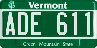 VT license plate ADE611