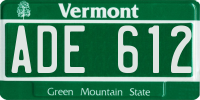 VT license plate ADE612