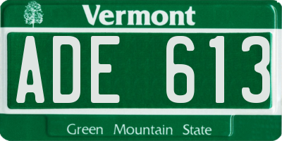 VT license plate ADE613