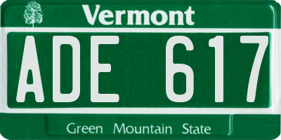 VT license plate ADE617