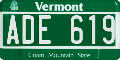 VT license plate ADE619