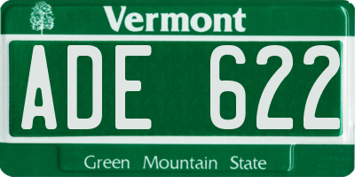 VT license plate ADE622