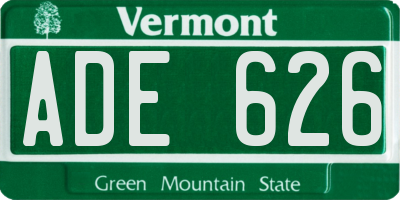 VT license plate ADE626
