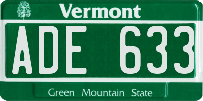VT license plate ADE633