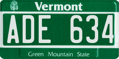 VT license plate ADE634