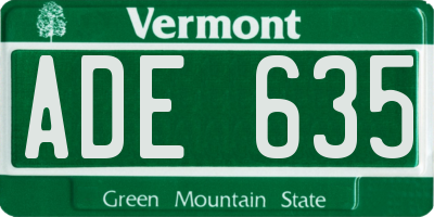 VT license plate ADE635