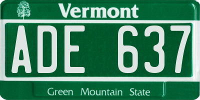 VT license plate ADE637