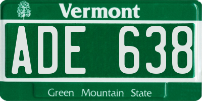 VT license plate ADE638