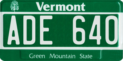 VT license plate ADE640