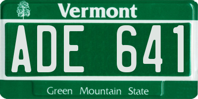 VT license plate ADE641