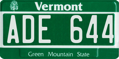 VT license plate ADE644