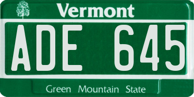 VT license plate ADE645