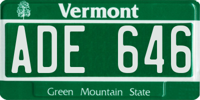 VT license plate ADE646
