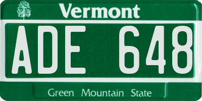 VT license plate ADE648