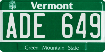 VT license plate ADE649
