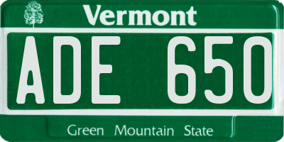 VT license plate ADE650