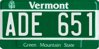 VT license plate ADE651