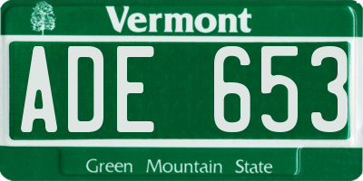 VT license plate ADE653