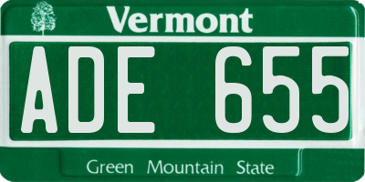 VT license plate ADE655