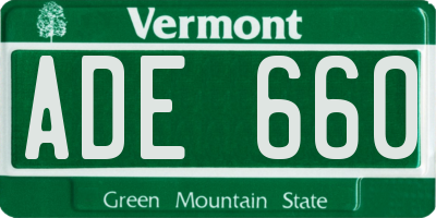 VT license plate ADE660