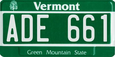 VT license plate ADE661
