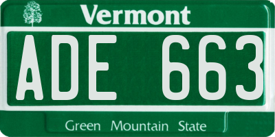 VT license plate ADE663
