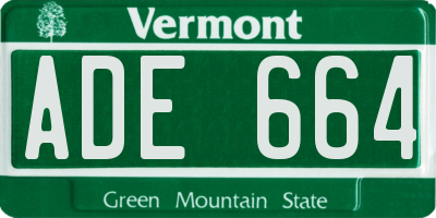 VT license plate ADE664