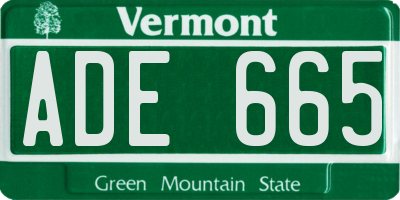 VT license plate ADE665