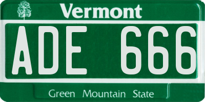 VT license plate ADE666