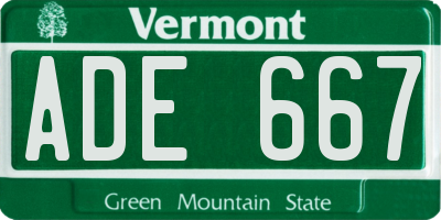 VT license plate ADE667