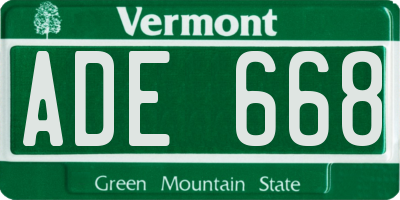 VT license plate ADE668