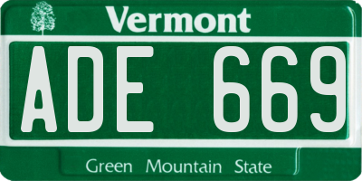 VT license plate ADE669