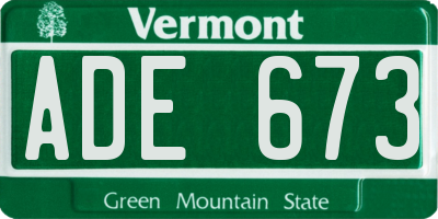 VT license plate ADE673