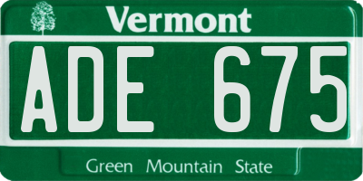 VT license plate ADE675