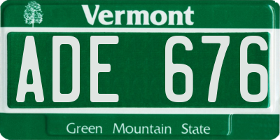 VT license plate ADE676